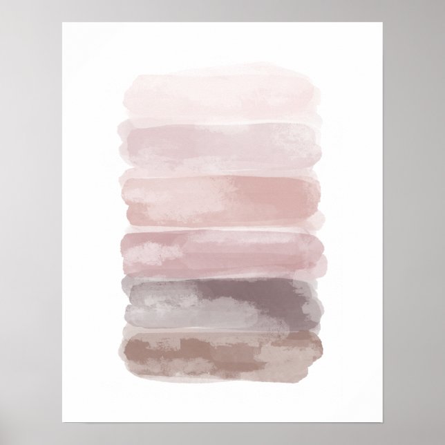 Pink Watercolour Brush Strokes Poster (Front)