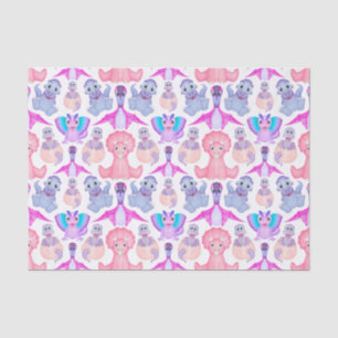 Pink Watercolour Dinosaur Birthday Baby Shower Tissue Paper