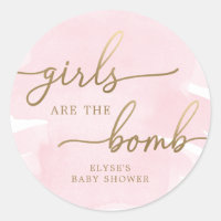 Pink Watercolour Gold Bath Bomb Favour Sticker