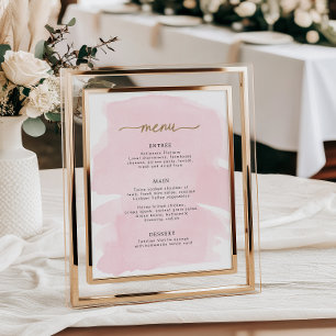 Pink Watercolour Gold Menu Sign