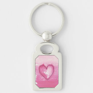 Pink Watercolour Heart Key Ring