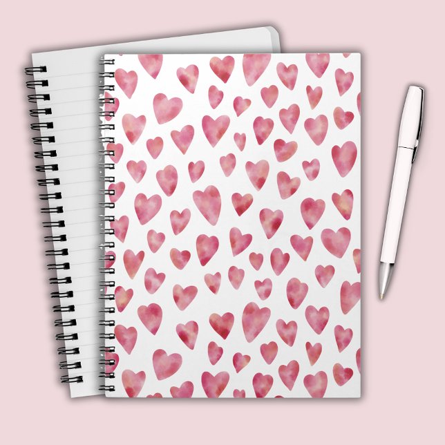 Pink watercolour heart notebook (Pink watercolor love heart notebook)