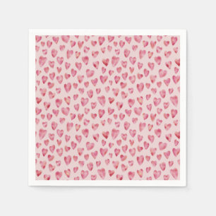 Pink Watercolour Heart Paper Napkin