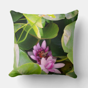 Pink Waterlilies Floral Photo Cushion