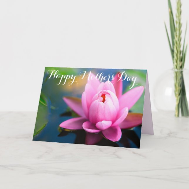 Pink Waterlily Happy Mother's Day Greeting Card (Front)