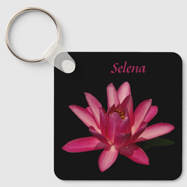 Pink Waterlily Lotus Key Ring (Front)