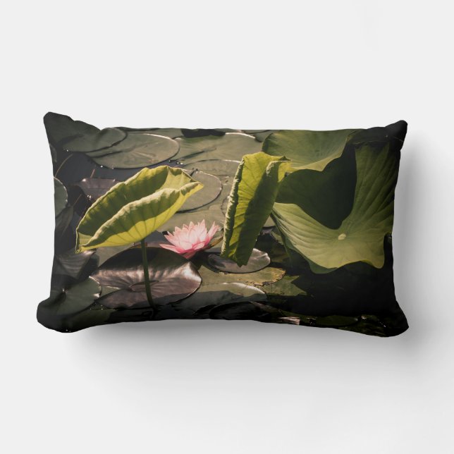 Pink waterlily lumbar cushion (Front)