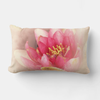 Pink Waterlily Pastel Lumbar Pillow