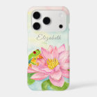 Pink Waterlily & Tree Frog Personalised