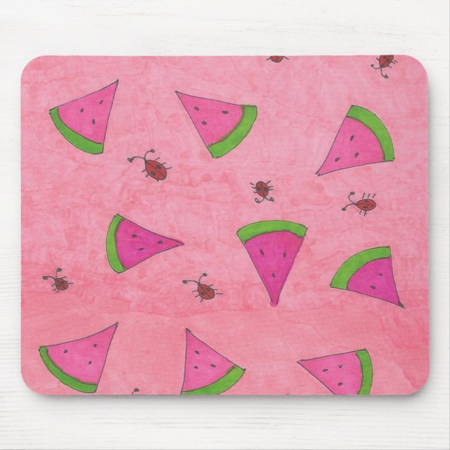Pink Watermelon and Lady Bugs Mouse Pad (Front)