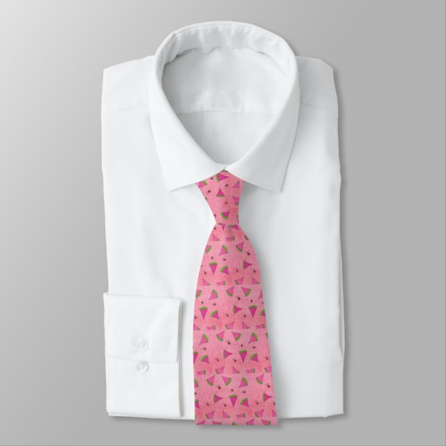 Pink Watermelon and Lady Bugs Tie (Tied)