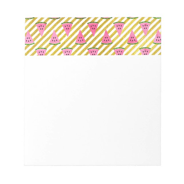 Pink Watermelon and Yellow Stripe Summer Pattern Notepad (Front)