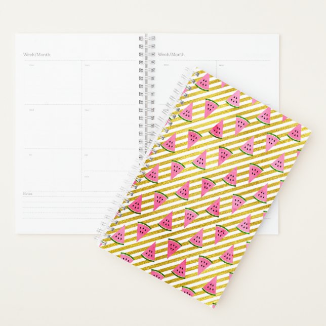 Pink Watermelon and Yellow Stripe Summer Pattern Planner (Display)