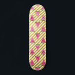 Pink Watermelon and Yellow Stripe Summer Pattern Skateboard<br><div class="desc">Cute Pink Watermelon and Yellow Stripe Summer Pattern. This Fun Pink Watermelon with Black Seeds Fruit Print is perfect for a summer birthday gift.</div>