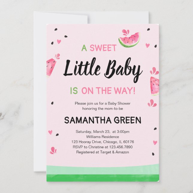 Pink Watermelon Baby Shower Invitation (Front)