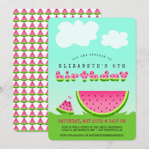 Pink Watermelon Birthday Picnic Party Invitation