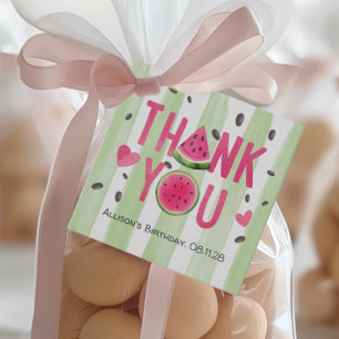 Pink Watermelon, Cute Summer Birthday Thank You Favour Tags