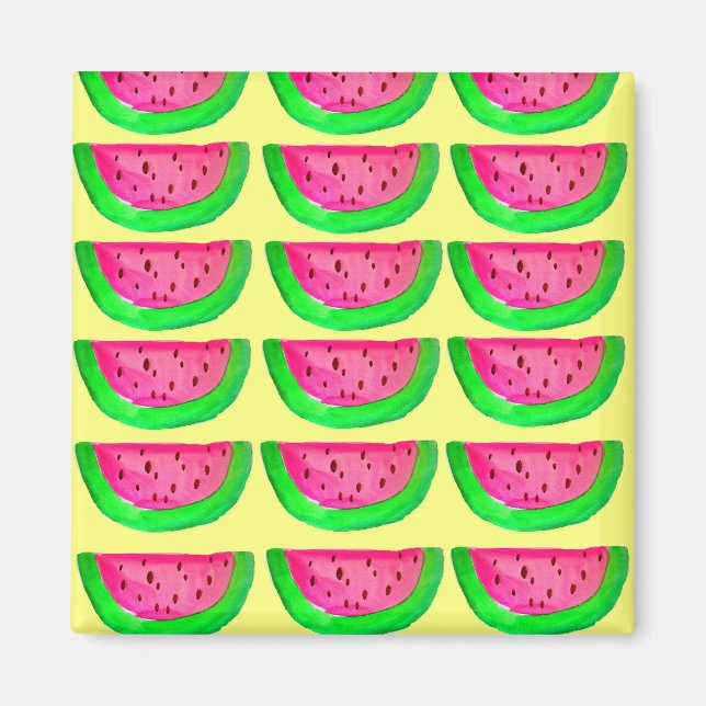 Pink watermelon fruit pop art magnet (Front)