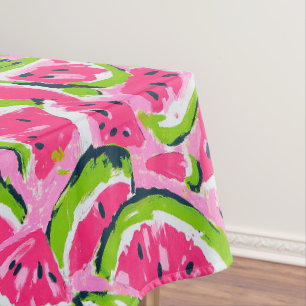 Pink Watermelon Fruit Slices Pattern Preppy Tablecloth