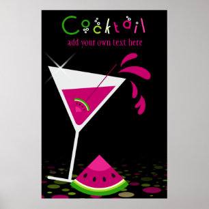 Pink Watermelon Martini Cocktail Party Poster