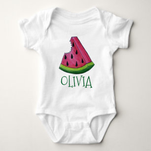 Pink Watermelon Melon Slice Personalised Fruit Baby Bodysuit