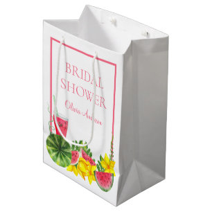 Pink Watermelon Name Bridal Shower Medium Gift Bag
