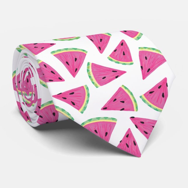 Pink Watermelon Pattern Tie (Rolled)