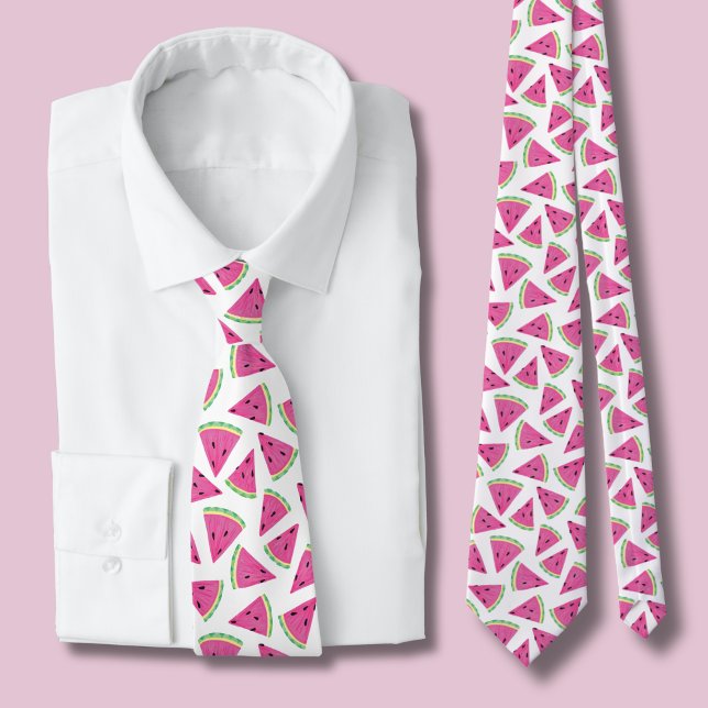 Pink Watermelon Pattern Tie (watermelon Fruit pattern tie)