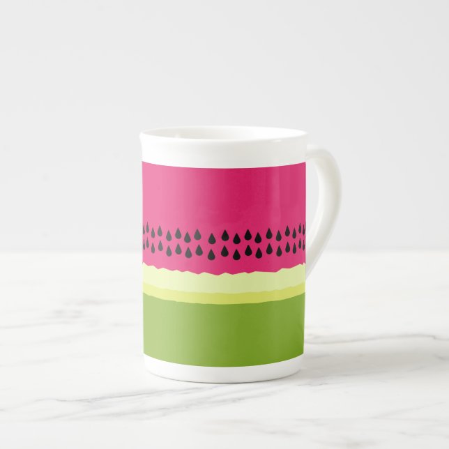 Pink Watermelon Slice Bone China Mug (Front Right)