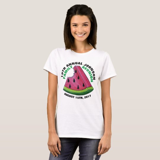 Pink Watermelon Slice Custom Family Reunion Picnic T-Shirt