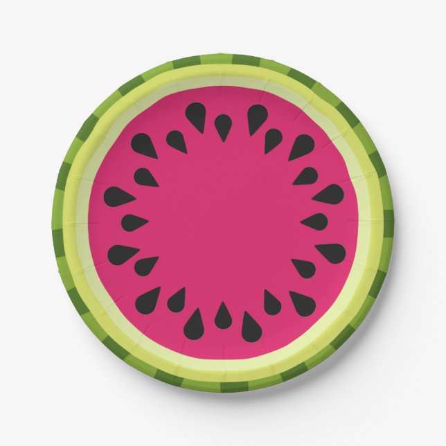 Pink Watermelon Slice Paper Plates (Front)