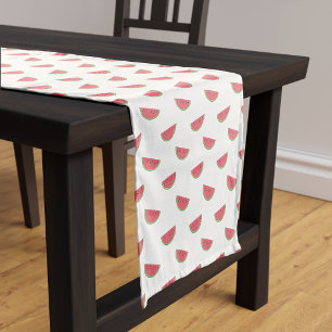 Pink Watermelon Slice Pattern Summer Party White Medium Table Runner