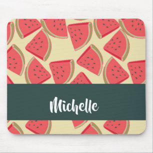 Pink watermelon slices on yellow mouse pad