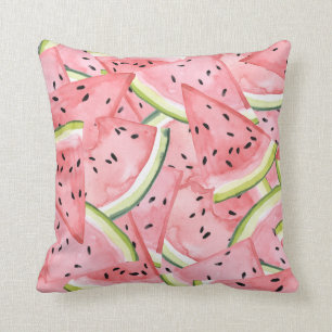 Pink Watermelon Slices Pattern Cushion