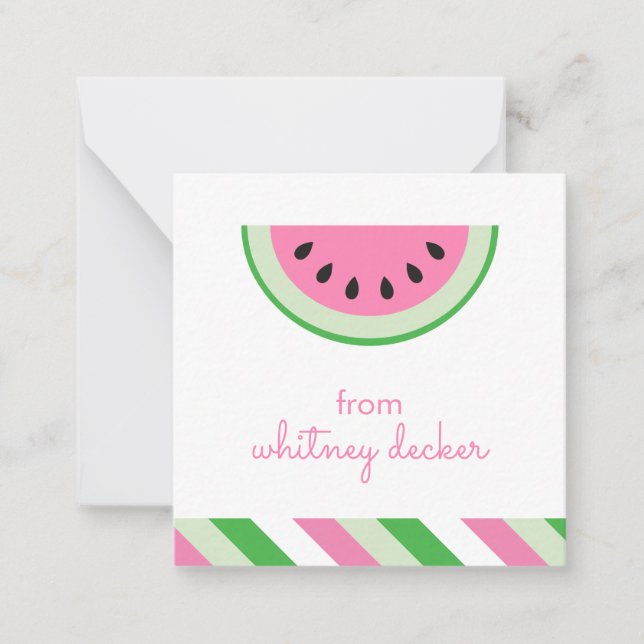 Pink Watermelon Stripes Gift Enclosure Cards (Front)