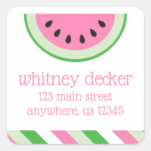 Pink Watermelon Stripes Return Address Labels