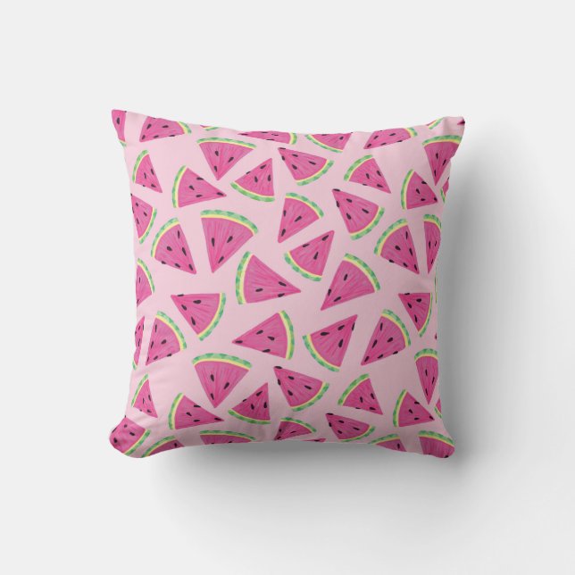 Pink Watermelon Summer Fruit Pattern Cushion (Front)