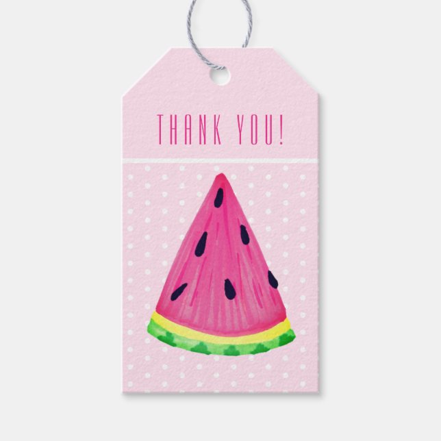 Pink Watermelon Thank You Gift Tags (Front)