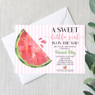Pink Watermelon Themed Baby Shower Invitation