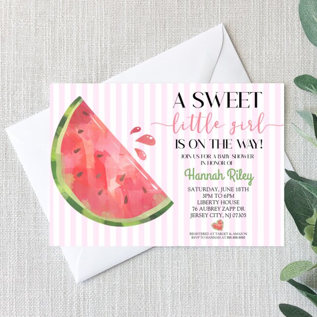 Pink Watermelon Themed Baby Shower Invitation (Creator Uploaded)