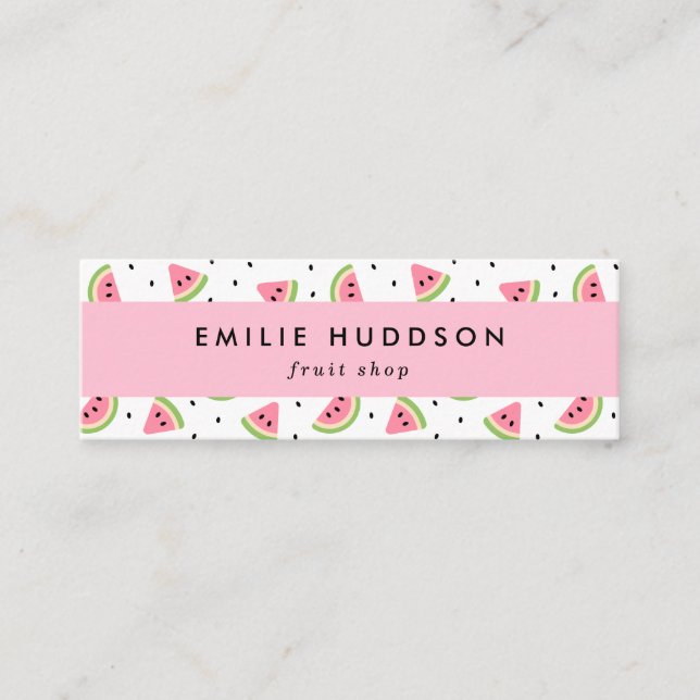 Pink Watermelons, Watermelon Seeds, Fruit Shop Mini Business Card (Front)