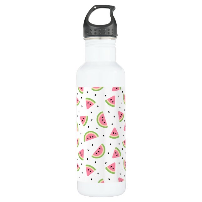 Pink Watermelons, Watermelon Seeds, Summer Pattern 710 Ml Water Bottle (Front)