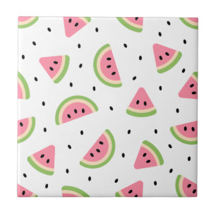 Pink Watermelons, Watermelon Seeds, Summer Pattern Ceramic Tile