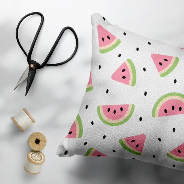 Pink Watermelons, Watermelon Seeds, Summer Pattern Decorative Cushion (Creator Uploaded)