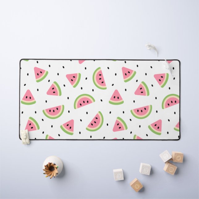 Pink Watermelons, Watermelon Seeds, Summer Pattern Desk Mat (Kids Table)