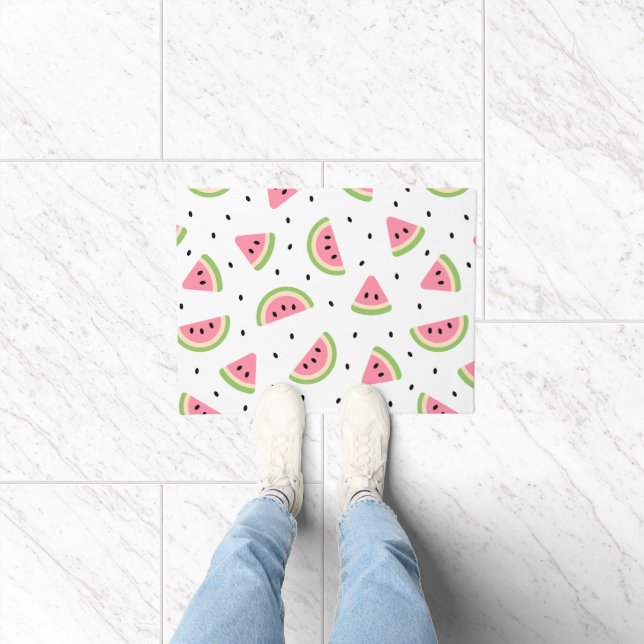 Pink Watermelons, Watermelon Seeds, Summer Pattern Doormat (Indoor)