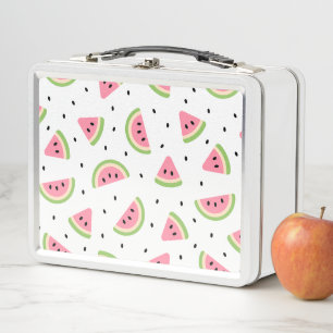 Pink Watermelons, Watermelon Seeds, Summer Pattern Metal Lunch Box