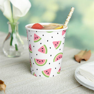 Pink Watermelons, Watermelon Seeds, Summer Pattern Paper Cups