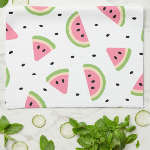 Pink Watermelons, Watermelon Seeds, Summer Pattern Tea Towel