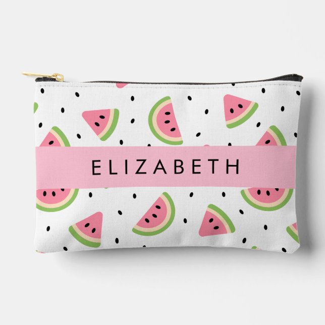 Pink Watermelons, Watermelon Seeds, Your Name Accessory Pouch (Front)